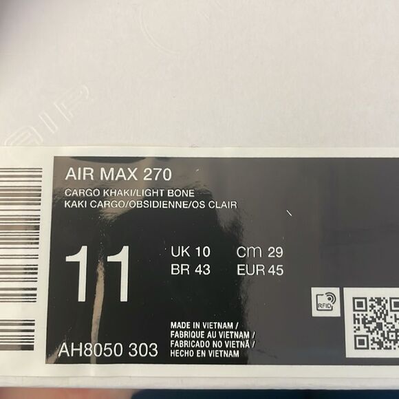 Nike Air Max 270 Cargo Khaki Men Size 11(AH8050-303) - Picture 11 of 12